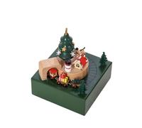 Caja de música navideña, caja de música de madera, caja de música de tren de Navidad, caja de música giratoria para manualidades, tren, giratorio con música, artesanía exclusiva