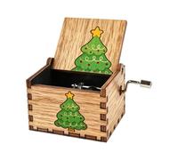 Caja de música navideña, decoración de temporada de madera, musical navideño, movimiento mecánico interno específico, función de emisión auditiva melódica, ambiente nostálgico para decoración