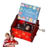 Caja de música navideña retro, caja de música clásica de manivela retro | Caja de música navideña de madera para bodas, vacaciones, día del padre