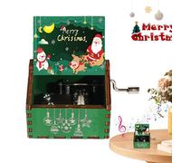 Caja de música navideña retro | Caja de música de manivela tallada retro de madera,Caja de música grabada, elección perfecta para regalos de Navidad, cumpleaños, Halloween. Demaxiyad
