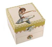 Caja de música para joyas / joyero musical de madera con bailarina animada y decoración "Félicie", la pequeña bailarina del dibujo animado "Bailarina" - El lago de los cisnes (P. I. Chaikovski)