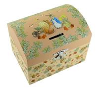 Caja de música para Joyas/joyero Musical/Hucha Musical de Madera con Perico el Conejo Giratorio, Mecanismo Musical de Resorte de 18 Notas y candado - La Bella Durmiente (P. I. Chaikovski).