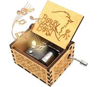 Caja de música personalizada de 18 notas de La Bella y la Bestia, caja de música personalizada, caja de regalo grabada con láser, caja de música de madera vintage con manivela, caja de música de