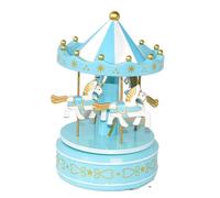 Caja de música, regalo de carrusel, boda, cumpleaños, decoración de pastel para niña, mamá, hija, día de San Valentín, Acción de Gracias, adorno (azul)