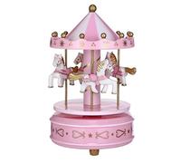Caja de música, regalo de carrusel, boda, cumpleaños, decoración de pastel para niña, mamá, hija, día de San Valentín, Acción de Gracias, adorno (rosa)