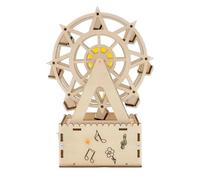 Caja de música rueda grande - Kit de artesanía giratoria de madera 11 x 6,5 x 20 cm, modelos de carrusel mecánico | Conjunto de modelos de exposición de decoración de oficina, montaje creativo, para m