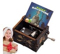 Caja de música temática de Halloween,caja de música de madera - Caja de música de Halloween para subir,Caja de música de madera vintage de manivela, caja de música de Halloween para volver, caja de m