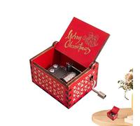 Caja de música Vintage, caja de música de manivela, caja de música grabada en madera de manivela - caja de música con manivela temática navideña, para dormitorio, habitación infantil, sala de estar