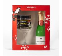 Caja de Navidad con champán + copa + snacks - Yogupet