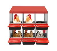 Caja de nido de pollo de 6 niveles, para poner huevos para gallinas | Nido rectangular rojo, acero galvanizado + plástico, para casas, granjas, cooperativas, patios, patios, 81 x 52 x 79 cm