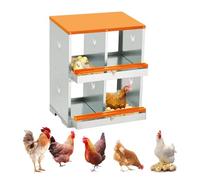 Caja de nidos para pollos de metal - 2 niveles con 6 compartimentos - Bandeja extraíble para limpieza sencilla - Ventilación amplia para bienestar de aves - Ideal para gallinas y patos, Naranja rojizo