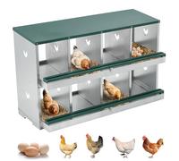 Caja de nidos para Pollos de Metal - 2 Niveles con 6 Compartimentos - Bandeja extraíble para Limpieza Sencilla - Ventilación Amplia para Bienestar de Aves - Ideal para gallinas y Patos, Color Verde