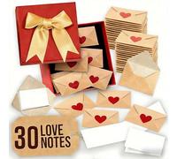 Caja de notas de amor, 30 tarjetas y sobres en blanco con texto en inglés "I love you", mini tarjetas en blanco y sobres para él/ella, tarjeta pequeña del día de San Valentín, cartas de amor de