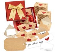 Caja de notas de amor DIY - Mini tarjetas en blanco y sobres para él y ella, tarjetas de amor para el día de San Valentín con calcomanías de corazón, regalos románticos para novio, novia, marido