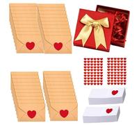 Caja de notas de amor, mini tarjetas en blanco y sobres para él/ella, regalo romántico personalizado para el día de San Valentín con calcomanías de corazón, cartas de amor de bricolaje, tarjeta de