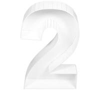 Caja de Número 2 para Decoración de Cumpleaños Diy, Poliestireno Blanco | Marco Festivo para Mesa Central, Suministros de Bricolaje, Ambiente de Celebración, Amigos y Familia