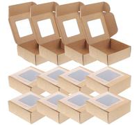 Caja de Obsequio Transparente Ventana Clara, Set de 20, Marrón | Papel y Plástico, Presentación Ordenada, para Jabones y Aceites Esenciales, Uso en Oficina o Exhibición