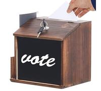 Caja de oración, caja de sugerencias con ranura y cerradura Boleta vintage de donación de madera con rifa montada en la pared 8.3x6.5x7.9in Oración, donación