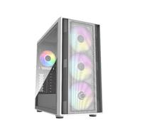 Caja de Ordenador - diseño Blanco, Estructura ATX, Panel Lateral acrílico, Soporte para múltiples Ventiladores, Opciones de conectividad USB.
