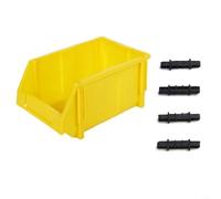 Caja de organización de herramientas para sistemas de estantería de taller con material de HDPE y proceso de fabricación moldeado por inyección (amarillo)