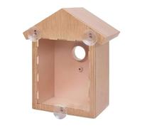 Caja de pájaros de la Ventana Nido de pájaros de plástico con un Tonto y Viendo un Espejo de un Solo Camino Color de Madera Natural Casa de pájaros Transparente para Regalos de pájaros de jardín, caj