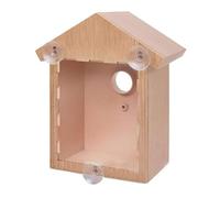 Caja de pájaros de Ventana Nido de pájaros de plástico con un Tonto y Viendo un Espejo Camino de Color de Madera Natural Casa Transparente para Regalos de jardín