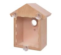 Caja de pájaros de Ventana Nido de pájaros de plástico con un Tonto y Viendo un Espejo Camino de Madera Natural Casa Transparente para Regalos de jardín