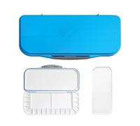 Caja de Paleta Azul de Acuarela - Portátil Con Tapa y Varios Compartimentos - Paleta de Mezcla de Plástico