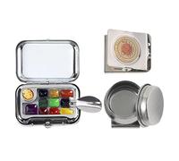 Caja De Paleta De Acuarela - Soporte Compacto De De Metal De 10 Pozos, Mini Paleeta De Pintura Portátil | Paleta De Pintura De Viaje para Artistas Aficionados Plein Air Travel School Studio SES
