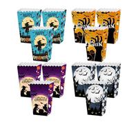 Caja de palomitas de maíz para truco trato, caja de palomitas de maíz para Halloween | Juego de 12 cajas de golosinas para truco trato - Cajas de palomitas de maíz con temática creativa para sumin