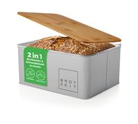 Lumaland Cuisine - Caja de pan (30,5 x 23,5 x 14 cm), diseño de pan, color gris claro