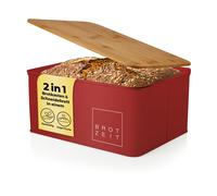 Caja de pan de metal 30x23x14cm con tapa de bambú como tabla de cortar caja d...