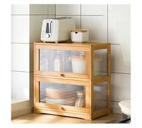 Caja de Pan Multicapa de bambú Natural for encimera de Cocina, Gran Capacidad, Caja de Almacenamiento for Mantener la frescura, con Cierre de succión magnética(Primarycolor,52 * 25 * 50cm)