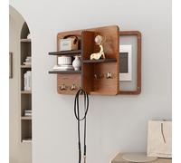 Caja de panel eléctrico para puerta, tapa de caja de fusibles decorativa de pared, de madera con estante y ganchos, panel de interruptor oculto decorativo de arte(Style/F,23.6 * 15.7in)