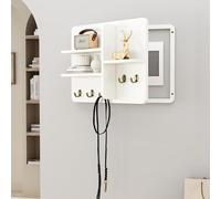 Caja de panel eléctrico para puerta, tapa de caja de fusibles decorativa de pared, de madera con estante y ganchos, panel de interruptor oculto decorativo de arte(Style/C,23.6 * 19.6in)