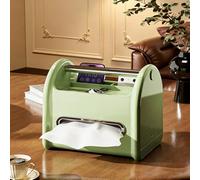 Caja De Pañuelos 2 En 1 Con Compartimento De Almacenamiento - Porta Pañuelos Multifuncional Con Asa Metálica Dispensador Resistente De Plástico - Ahorra Espacio Fácil De Limpiar(Green)