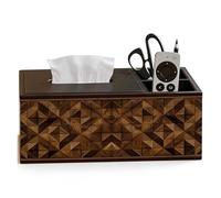Caja de Pañuelos Caja de pañuelos americana for sala estar, mesita noche con almacenamiento madera y cuero Fundas para Porta Pañuelos(Double grid)
