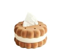 Caja de Pañuelos Caja de pañuelos con forma galleta creativa y bonita, decoración del hogar en color marrón blanco Fundas para Porta Pañuelos