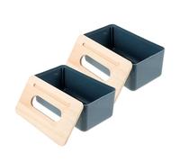Caja de Pañuelos Caja de pañuelos for el hogar con tapa madera, organizador escritorio, servilletero plástico azul oscuro Fundas para Porta Pañuelos