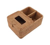 Caja de Pañuelos Caja de pañuelos ratán, cubierta decorativa mimbre rectangular, servilletero tejido Fundas para Porta Pañuelos