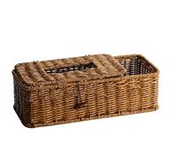 Caja de Pañuelos Caja de pañuelos ratán, funda rectangular tejida Natural for servilletas faciales Fundas para Porta Pañuelos(C)