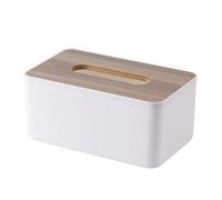 Caja De Pañuelos Caja de pañuelos, servilletero, contenedor papel, cubierta bambú, madera maciza, almacenamiento hotel, decoración del hogar Para Sala De Estar(WHITE)