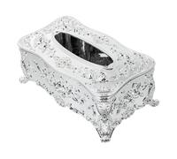 Caja de Pañuelos Caja de pañuelos tela Retro europea con tapa, decoración del hogar Fundas para Porta Pañuelos(Silver)