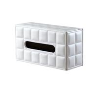 Caja de Pañuelos Caja elegante del tejido de la PU for decoración hogar que mejora estilos y practicidad Fundas para Porta Pañuelos(White)