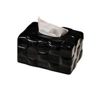 Caja de pañuelos cerámica con textura cuadrada, organizador escritorio for el hogar, la sala estar y oficina Portapañuelos de papel(Negro)