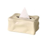 Caja de pañuelos cerámica con textura irregular, organizador escritorio for el hogar, la sala estar y oficina, color blanco plateado Portapañuelos de papel(Blanco)