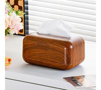 Caja De Pañuelos Con Acabado De Madera - Contenedor Resistente De Plástico Antiarañazos Recarga Fácil Para Salón,cocina,oficina Y Coche - Decorativa Y Antipolvo(Light Brown)