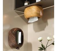 Caja De Pañuelos Con Efecto De Madera - Portapañuelos De Pared O Mesa Mecanismo De Resorte Antiatascos Recarga Fácil Material Resistente Ideal Para Baño,cocina Y Salón(Brown)