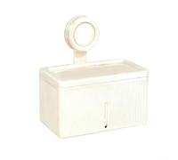 Caja de pañuelos con ventosa montada en la pared, organizador de tocador sin taladro, para almacenamiento de rollos de papel higiénico, cubierta facial impermeable con protector, gris (blanco)