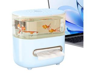 Caja de pañuelos | Contenedor de pescado antideslizante con tapa | Soporte para pañuelos decorativo pequeño acuario, para decoración del hogar, salón, dormitorio, baño, oficina, apartamento, hotel